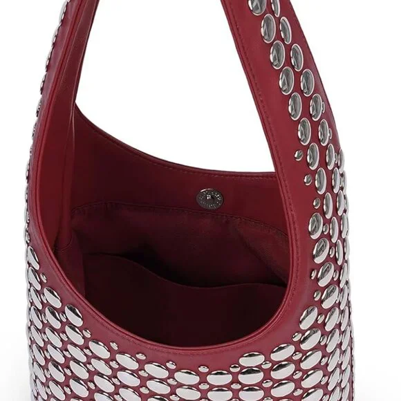 Vegan Leather Tote Bag Studded Purses for Women Y2K Purse Fall Hobo Bag Portugue - Picture 5 of 6